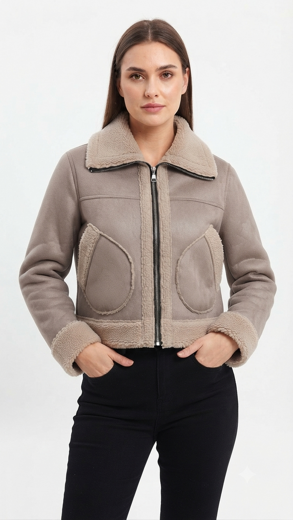 Chaqueta Teddy Para Dama - Vista frontal