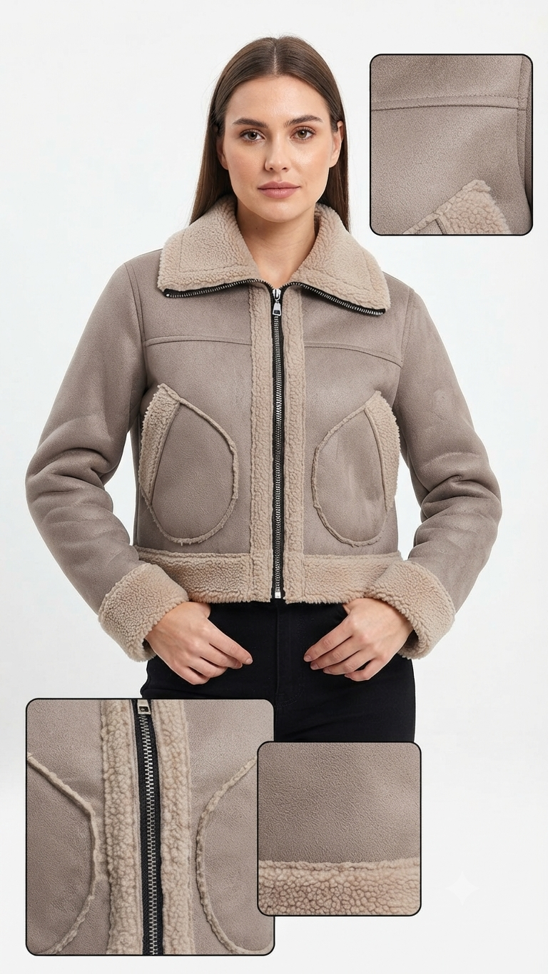 Chaqueta Teddy Para Dama - Detalles