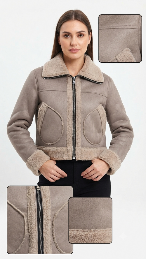 Chaqueta Teddy Para Dama - Detalles